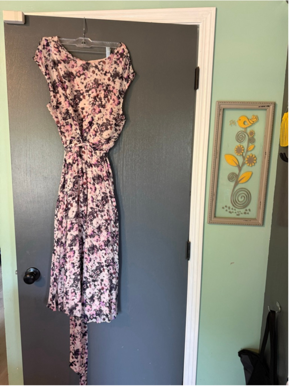 Women's MAGGY LONDON Pink Black Floral Midi Dress Plus Size 16